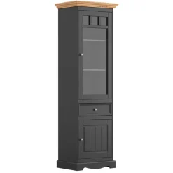 Wohnen Modern Country Vitrine in Grau & Kiefer - Eromsia