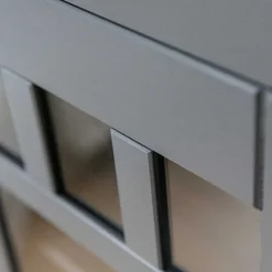 Wohnen Modern Country Vitrine in Grau & Kiefer - Eromsia