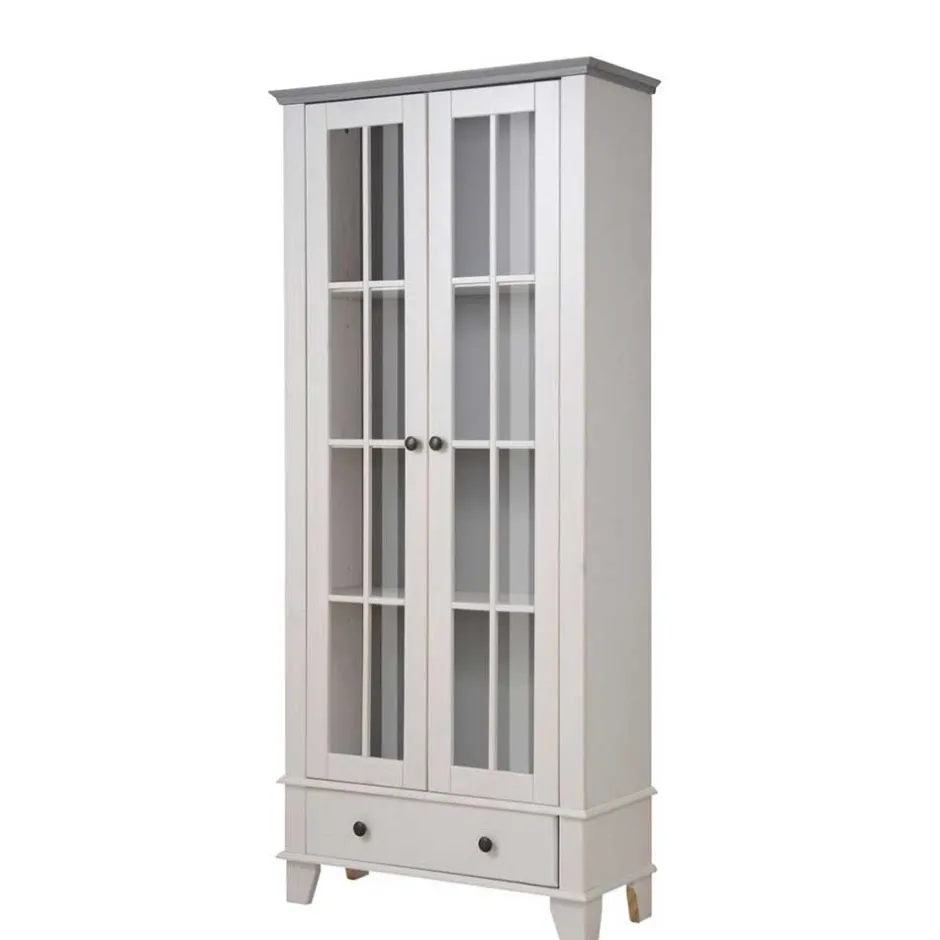 Modern Country Vitrine in Weiß mit Grau - Sumatra^Wohnen Best