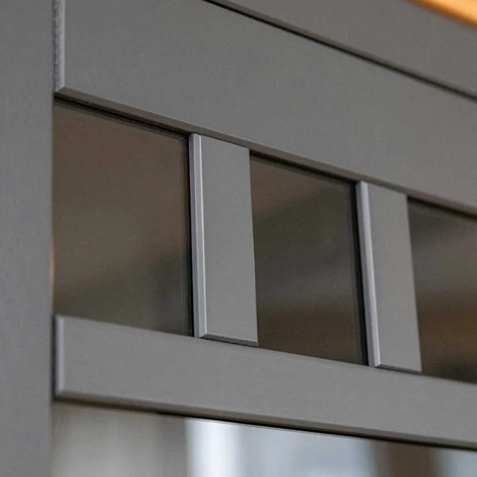 Wohnen Modern Country Vitrinenschrank in Grau & Kiefer - Eromsia