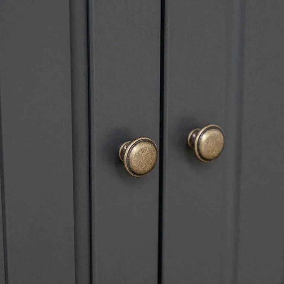 Wohnen Modern Country Vitrinenschrank in Grau & Kiefer - Eromsia