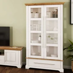 Wohnen Modern Country Vitrinenschrank zweifarbig - Eyzaco