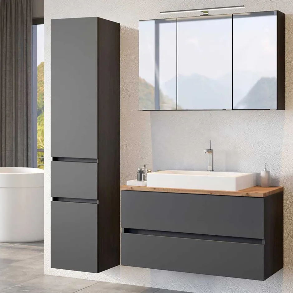 Wohnen Moderne Badeinrichtung in Dunkel - Noricas I (dreiteilig)