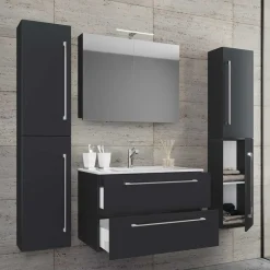 Moderne Badezimmermöbel in Schwarz - Gloriella (vierteilig)^Wohnen New