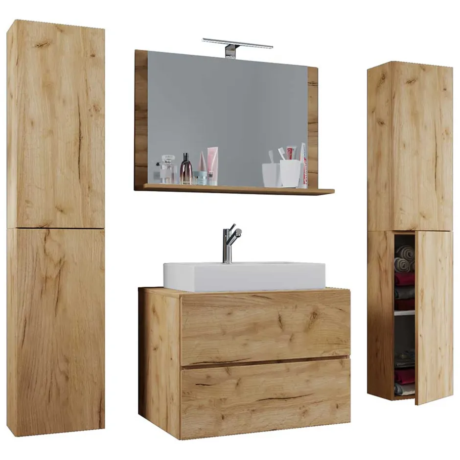 Wohnen Moderne Badmöbel im Holzlook - Toulon (vierteilig)