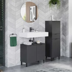 Moderne Badmöbel Kombi in Grau - Quado (dreiteilig)^Wohnen New