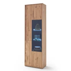Wohnen Moderne Echtholz Vitrine aus Eiche Massivholz - Assela