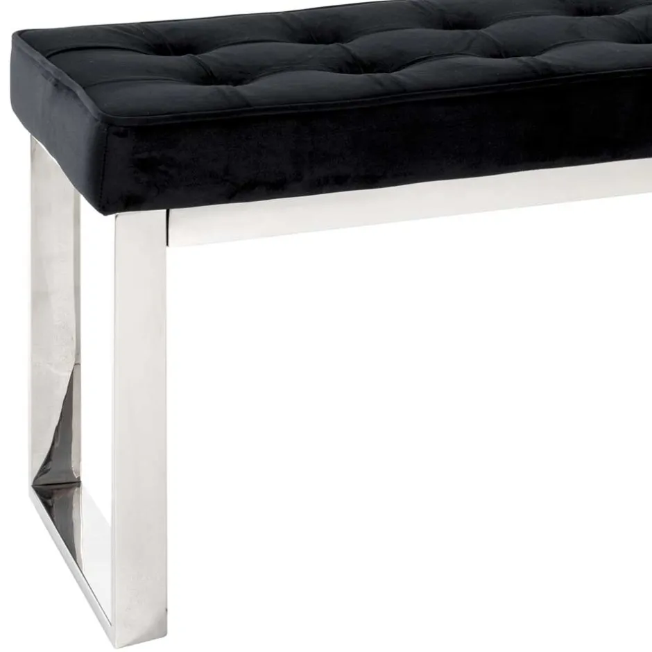 Moderne Edelstahl Bank mit Samt Polsterung - Mariah^Wohnen Outlet