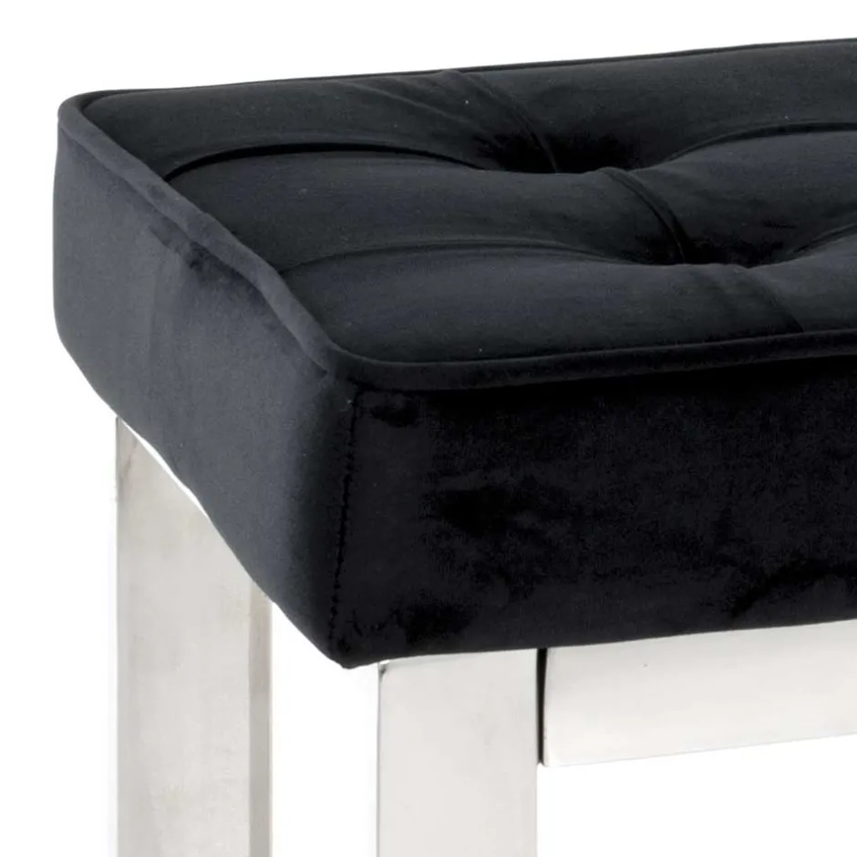 Moderne Edelstahl Bank mit Samt Polsterung - Mariah^Wohnen Outlet