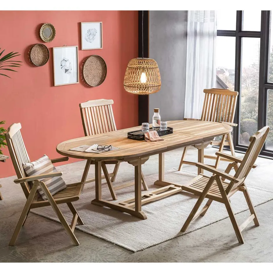 Wohnen Moderne Gartensitzgruppe aus Teak Massivholz - Klahuma (fünfteilig)