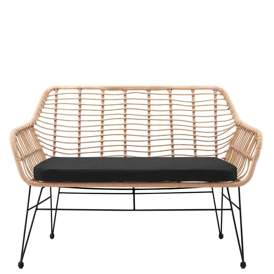 Moderne Geflechtbank aus Kunstrattan & Metall - Prismo^Wohnen Online