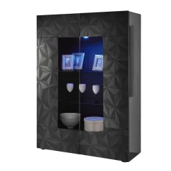 Moderne Hochglanzvitrine in Anthrazit - Kuriasna^Wohnen