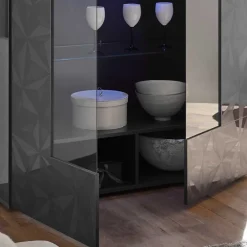 Moderne Hochglanzvitrine in Anthrazit - Kuriasna^Wohnen