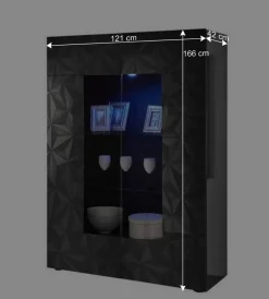 Moderne Hochglanzvitrine in Anthrazit - Kuriasna^Wohnen