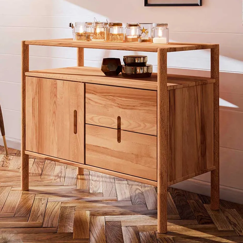 Wohnen Moderne Holzkommode mit Fach & Tür - Indrya