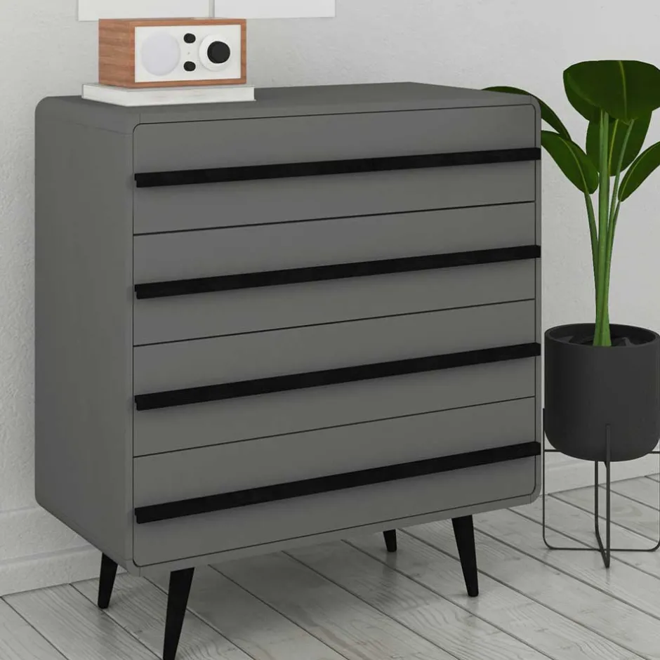 Moderne Kommode in Grau mit Schwarz - Pavias^Wohnen Discount