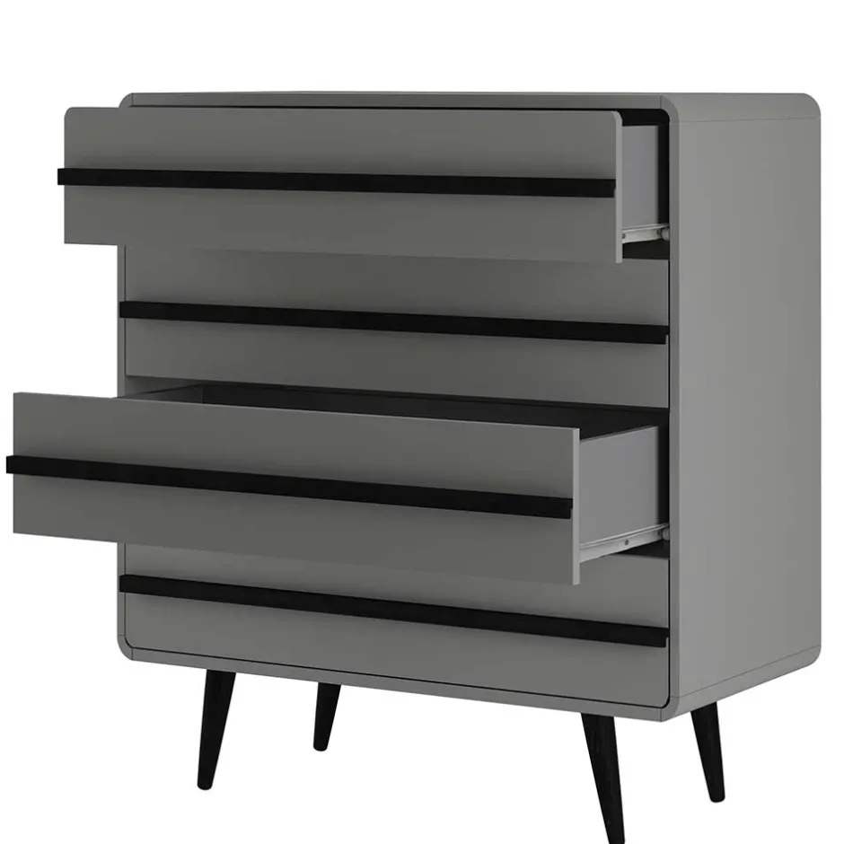 Moderne Kommode in Grau mit Schwarz - Pavias^Wohnen Discount