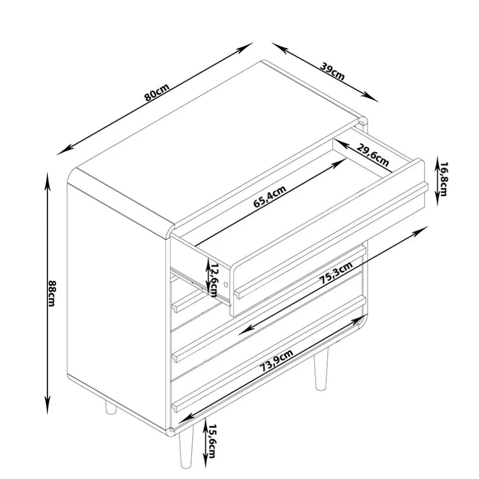 Moderne Kommode in Grau mit Schwarz - Pavias^Wohnen Discount