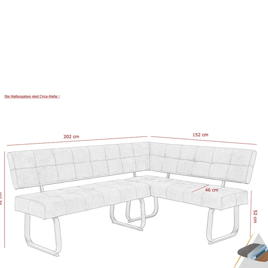 Moderne Microfaser Eckbank mit Bügelgestell - Elfetes^Wohnen Discount