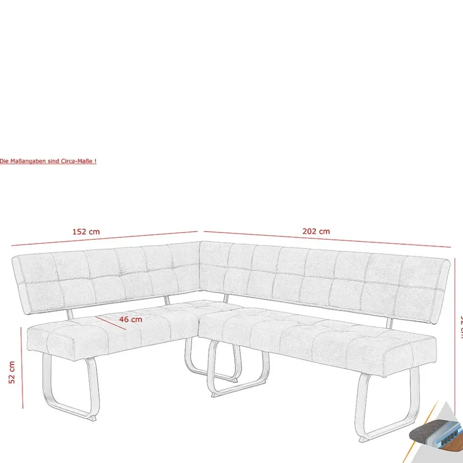 Moderne Microfaser Eckbank mit Bügelgestell - Elfetes^Wohnen Discount