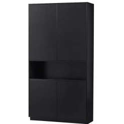 Moderne Schrankwand in Schwarz - Niwidus (fünfteilig)^Wohnen Discount