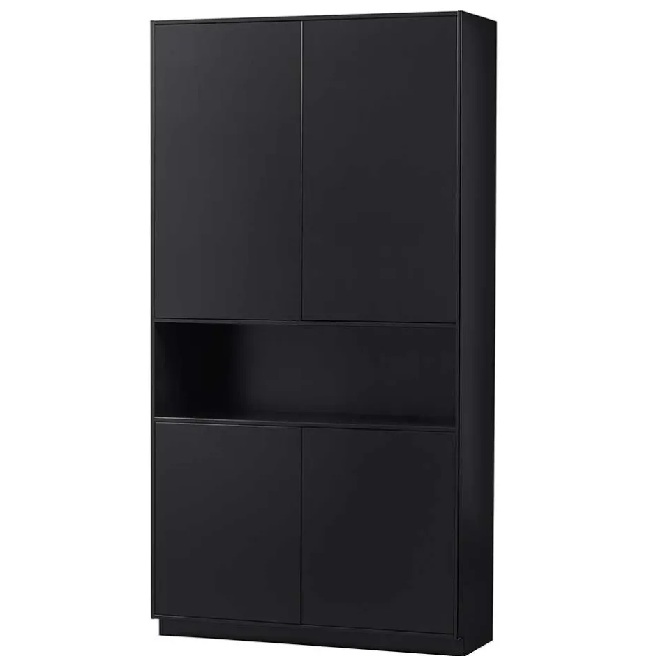 Moderne Schrankwand in Schwarz - Niwidus (fünfteilig)^Wohnen Discount