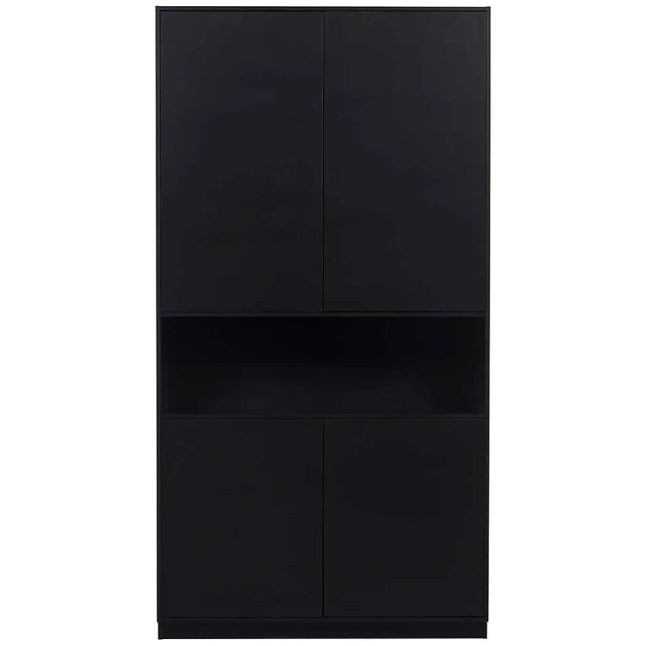 Moderne Schrankwand in Schwarz - Niwidus (fünfteilig)^Wohnen Discount