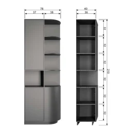 Moderne Schrankwand in Schwarz - Niwidus (fünfteilig)^Wohnen Discount