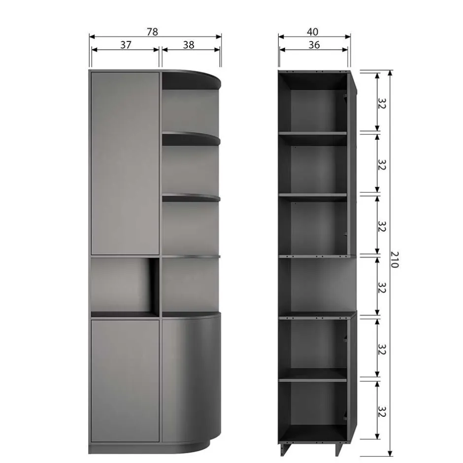 Moderne Schrankwand in Schwarz - Niwidus (fünfteilig)^Wohnen Discount