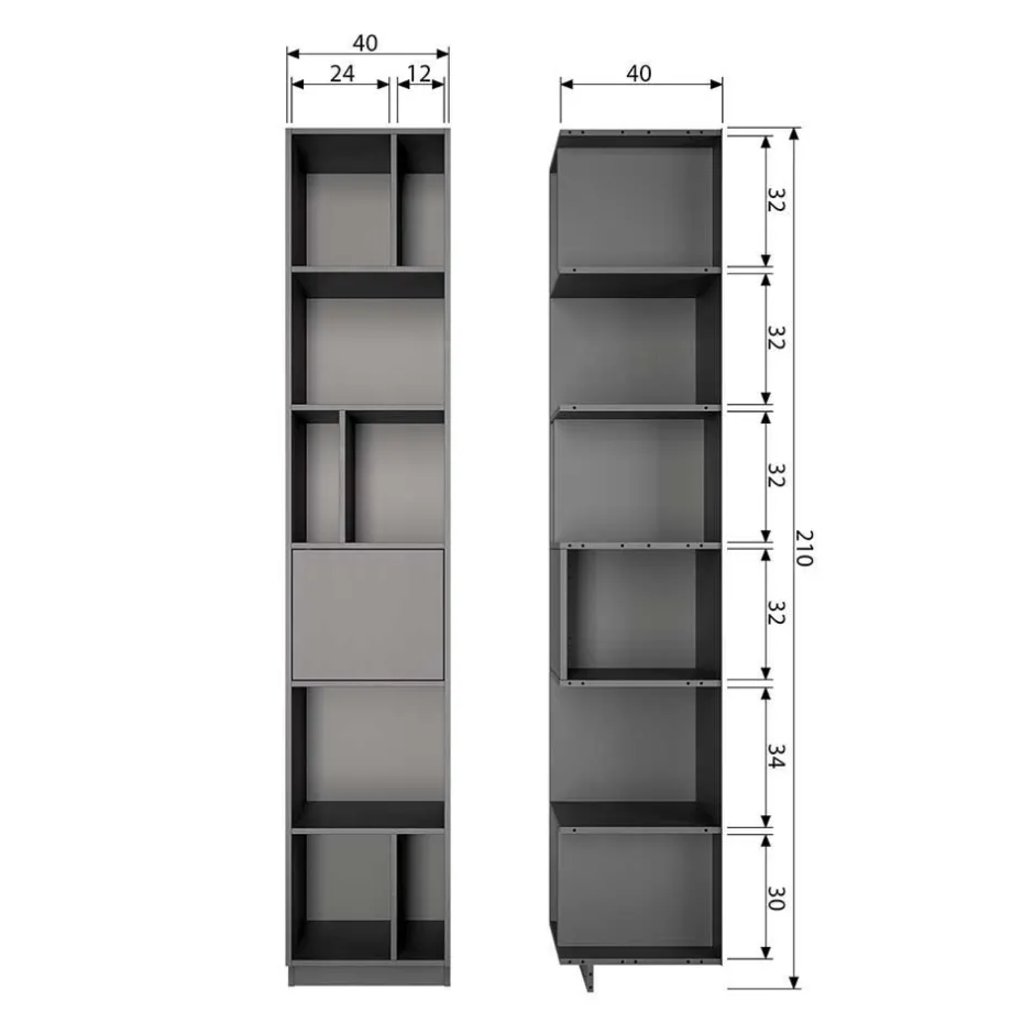 Moderne Schrankwand in Schwarz - Niwidus (fünfteilig)^Wohnen Discount