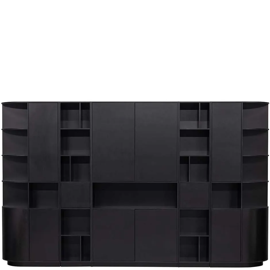 Moderne Schrankwand in Schwarz - Niwidus (fünfteilig)^Wohnen Discount