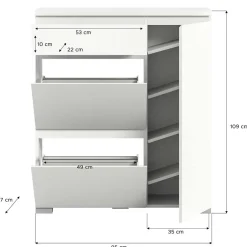 Wohnen Moderne Schuh-Kombikommode in Weiß - Dany