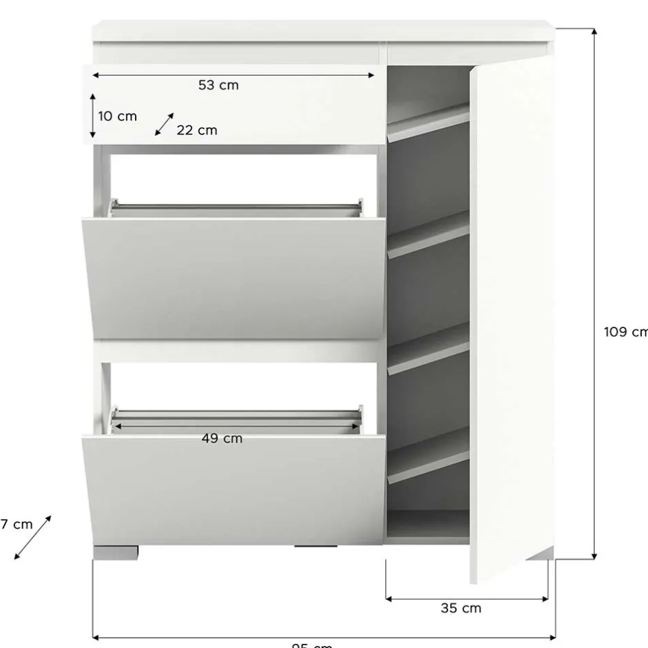 Wohnen Moderne Schuh-Kombikommode in Weiß - Dany