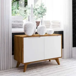 Moderne 2-türige Kommode in Weiß & Wildeiche - Diesta^Wohnen