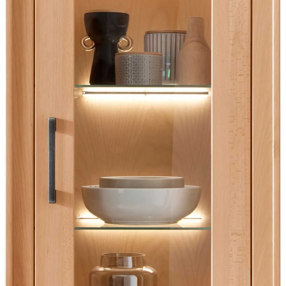 Moderne 1-türige Vitrine aus Kernbuche geölt - Sarosca^Wohnen Sale