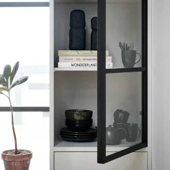 Wohnen Moderne Vitrine in Hellgrau mit Schwarz - Giorno