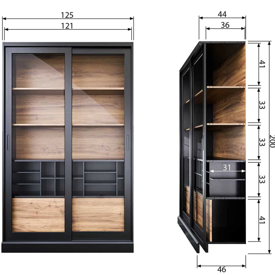 Wohnen Moderne Vitrine mit Glas Schiebetüren - Susanne