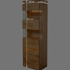 Moderne Wildeiche Vitrine 63x207x43 cm - Acmida^Wohnen Discount