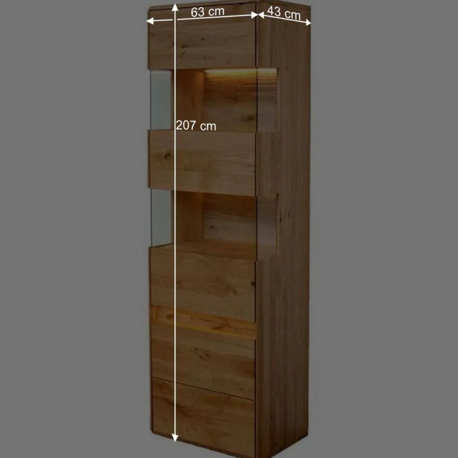 Moderne Wildeiche Vitrine 63x207x43 cm - Acmida^Wohnen Discount