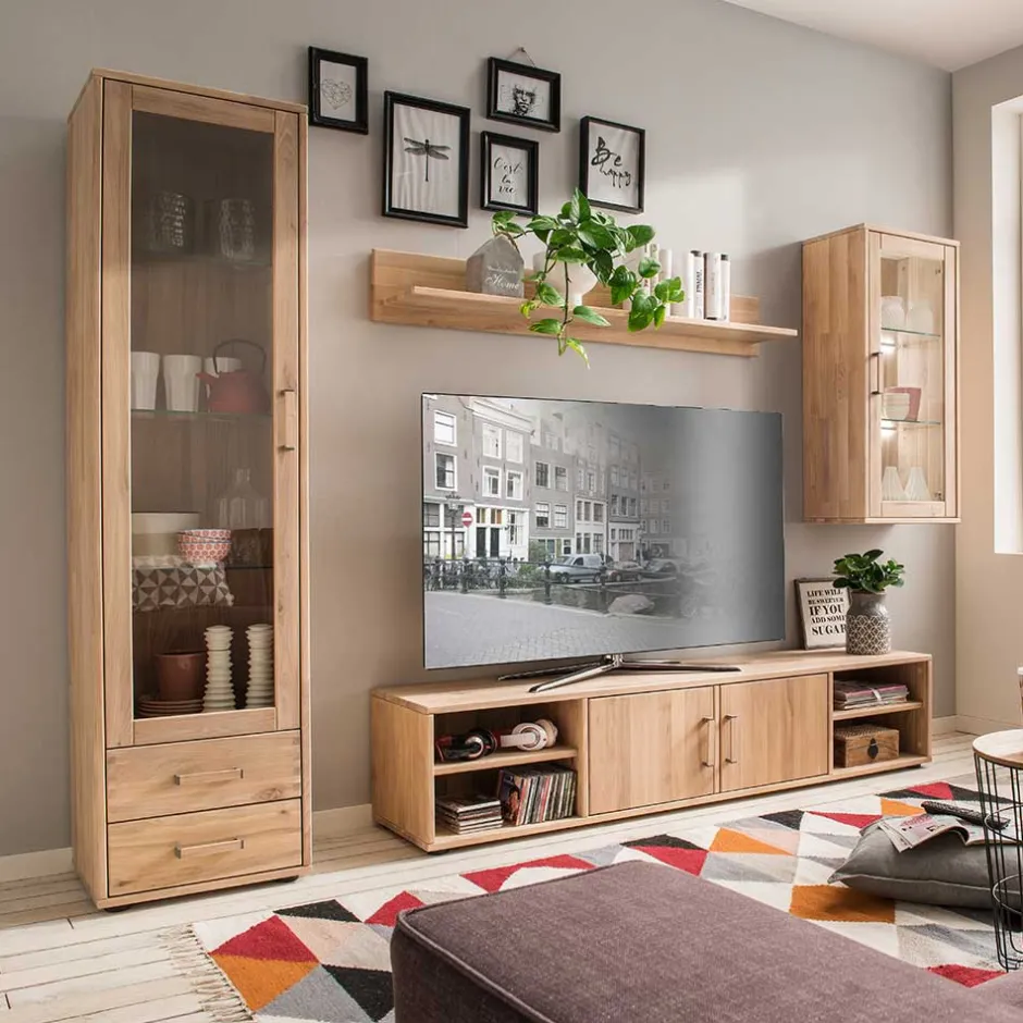 Wohnen Moderne Wohnwand aus Holz - Dulciana (vierteilig)