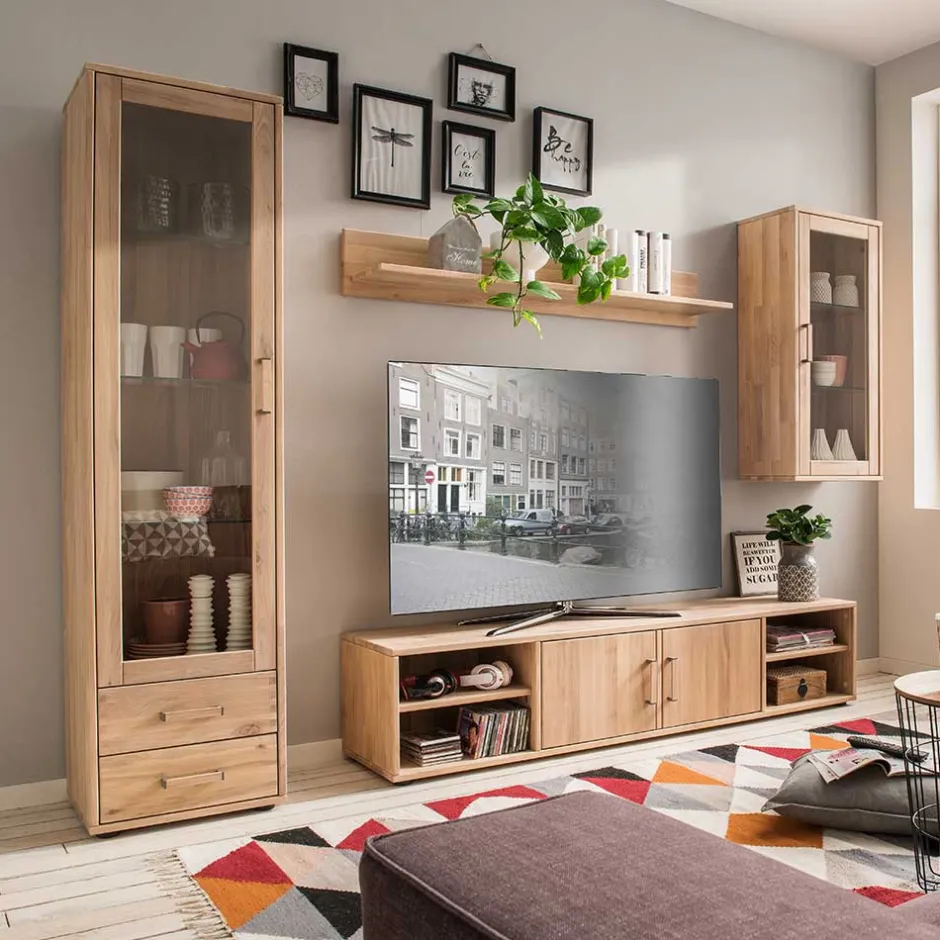 Wohnen Moderne Wohnwand aus Holz - Dulciana (vierteilig)