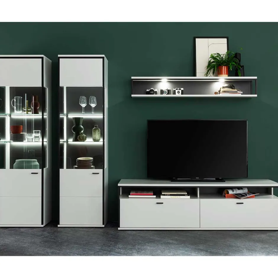 Wohnen Moderne Wohnwand-Möbel im Set - Loazin (vierteilig)