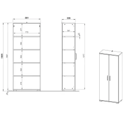 Moderner Aktenschrank in Lichtgrau - Halcoms^Wohnen Best