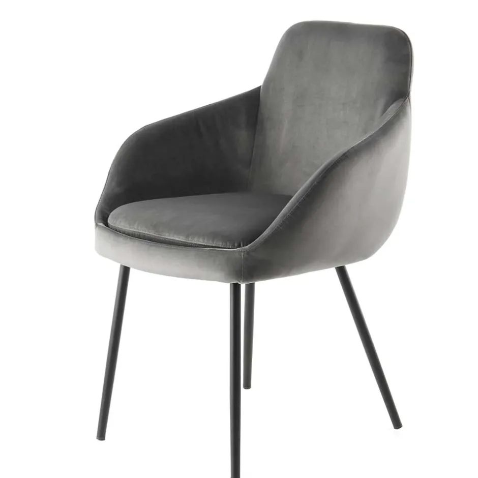 Moderner Armlehnenstuhl in Grau & Schwarz - Sazilo (2er Set)^Wohnen Hot