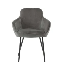 Moderner Armlehnenstuhl in Grau & Schwarz - Sazilo (2er Set)^Wohnen Hot