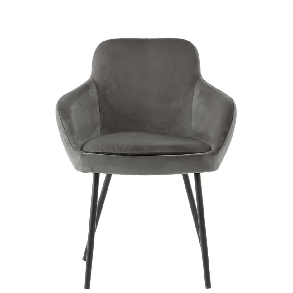 Moderner Armlehnenstuhl in Grau & Schwarz - Sazilo (2er Set)^Wohnen Hot