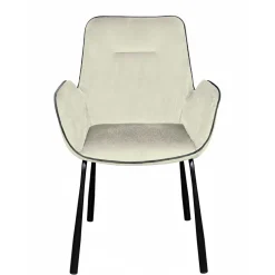 Wohnen Moderner Armlehnenstuhl in Creme Samtstoff - Trocios