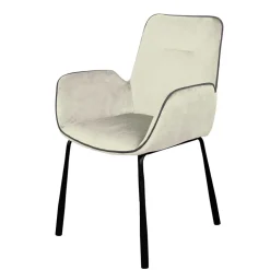 Wohnen Moderner Armlehnenstuhl in Creme Samtstoff - Trocios