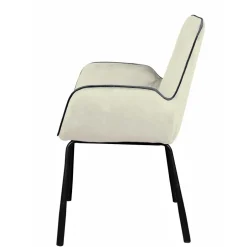 Wohnen Moderner Armlehnenstuhl in Creme Samtstoff - Trocios