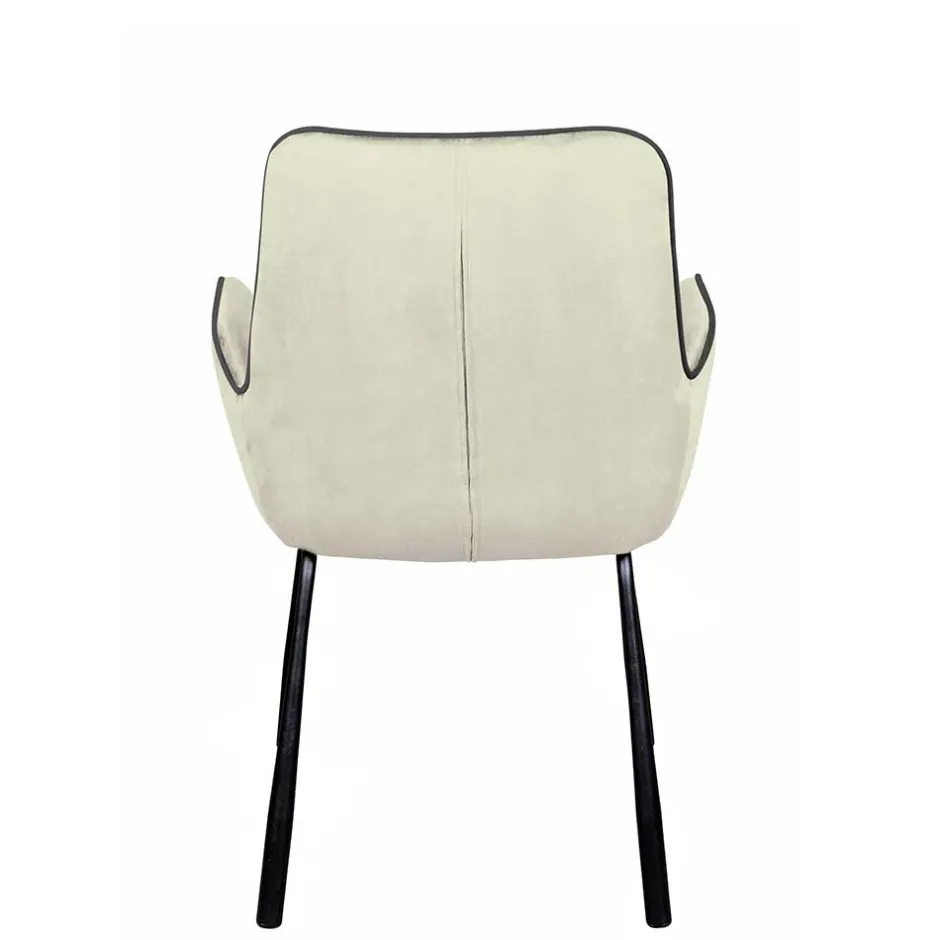 Wohnen Moderner Armlehnenstuhl in Creme Samtstoff - Trocios